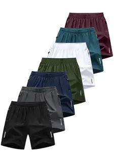 Men's Solid Color Running Shorts, Casual Breathable Comfortable Quick Drying Shorts, Men's Bottoms for Summer, Athletic Wear Shorts, Elastic Waist Shorts, Lightweight Workout Shorts