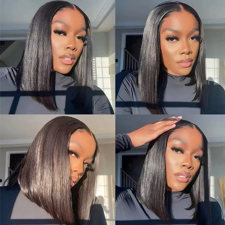 Cliclihair Lace Frontal Bob Wigs Human Hair 13x4 HD Glueless Wig Short Straight Wig Comfortable & Easy Wear Cosplay