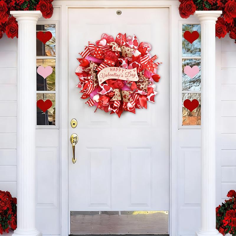 1 piece of 35cm or 45cm Valentine's Day/Spring Wreath, suitable for front door decoration - Plastic door ornament with branches and leaves, wall-mounted decoration, suitable for all seasons, Valentine's Day or housewarming gift.