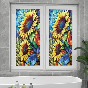 Sunflower Pattern Privacy Glass Sticker, 1 Count PVC Static Cling Privacy Glass Film, Decorative Window Film for Home & Office, Ornaments