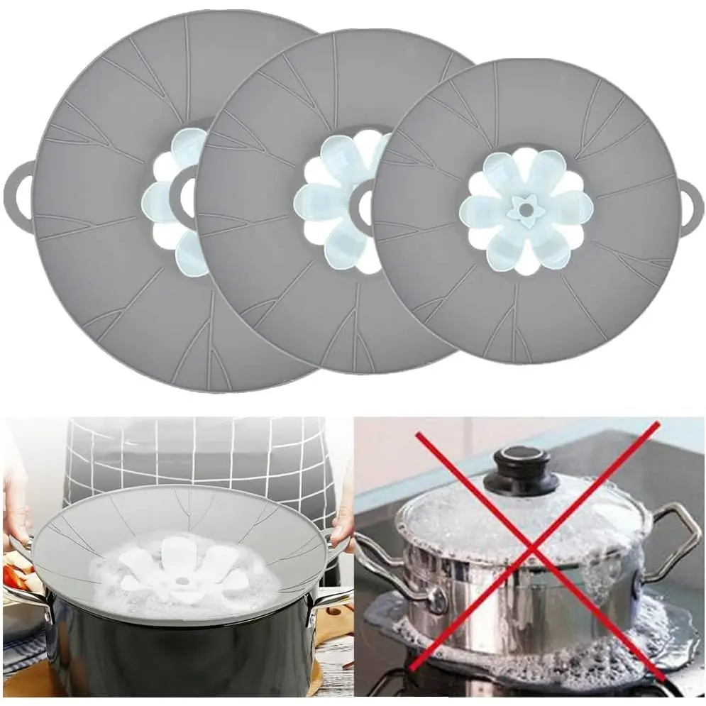 3 count  Lid Set, Microwave Splatter Cover,  Heat Resistant Lids, Boil Safeguard, Spill Stopper, Multi-Function Kitchen Covers, Fridge Dishwasher Safe