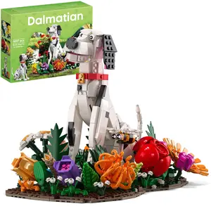 Dalmatian Dog Flower Building Blocks Model Set for Adults & Teens, Buildable Floral Animal Kit for Home Decor, Perfect Birthday Gift for Pet Lovers (1097 Pcs)