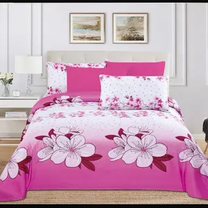 Brand Name - 6 Pcs Bedsheets with Floral Design, Featuring Pink and White Patterns, ld... Bedroom Bedding Set