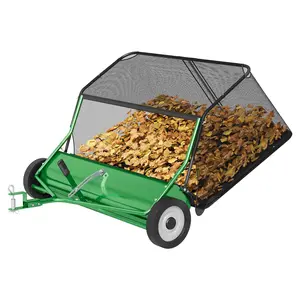 GAOMON Tow Behind Lawn Sweeper, 48 Inch Wide Sweeping Path with 25 cu ft Large Capacity Hopper, Heavy Duty Adjustable Brush Height for Yard, Lawn and Farm Cleanup (Tow Behind-25 cu-Green)