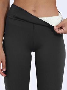 women's solid high waist thermal lined leggings, casual comfy skinny pants for daily outdoor wear, gym clothing, women bottoms for fall & winter womenswear, going out bottoms, yoga legging pants
