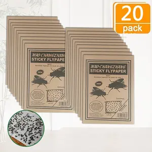 20pcs Cowhide Paper Fly Traps Strong Adhesive Sticky Fly Trap Board Home Bug Catcher Fruit Flies Killer