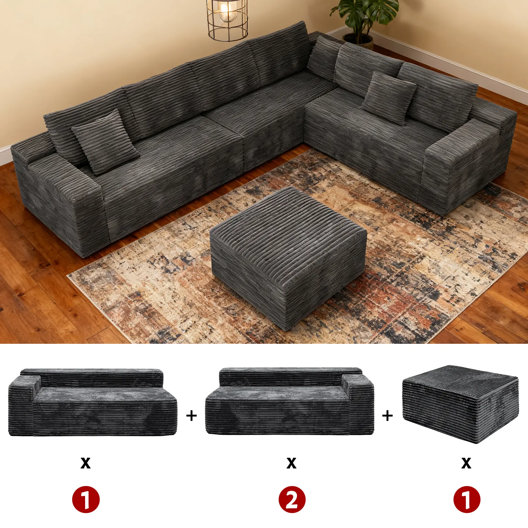 Grey-Right Facing Chaise