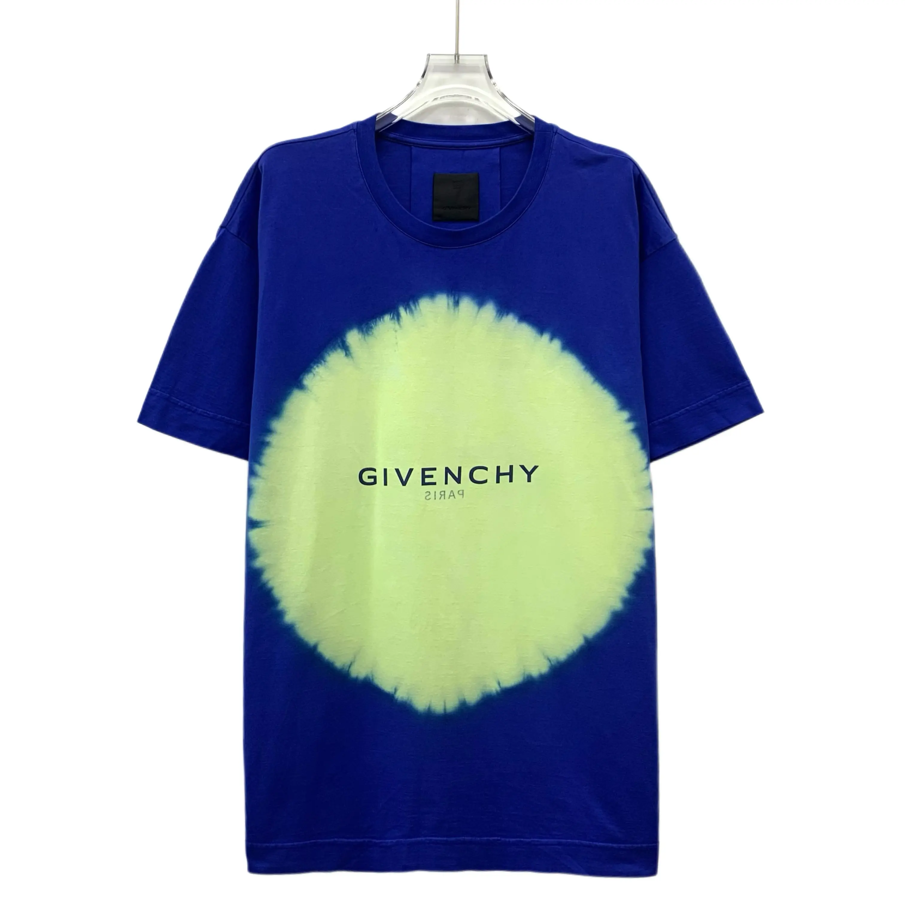 RDLT— Givenchy Dark Blue Tie-Dye Logo Print Cotton T-Shirt Size L