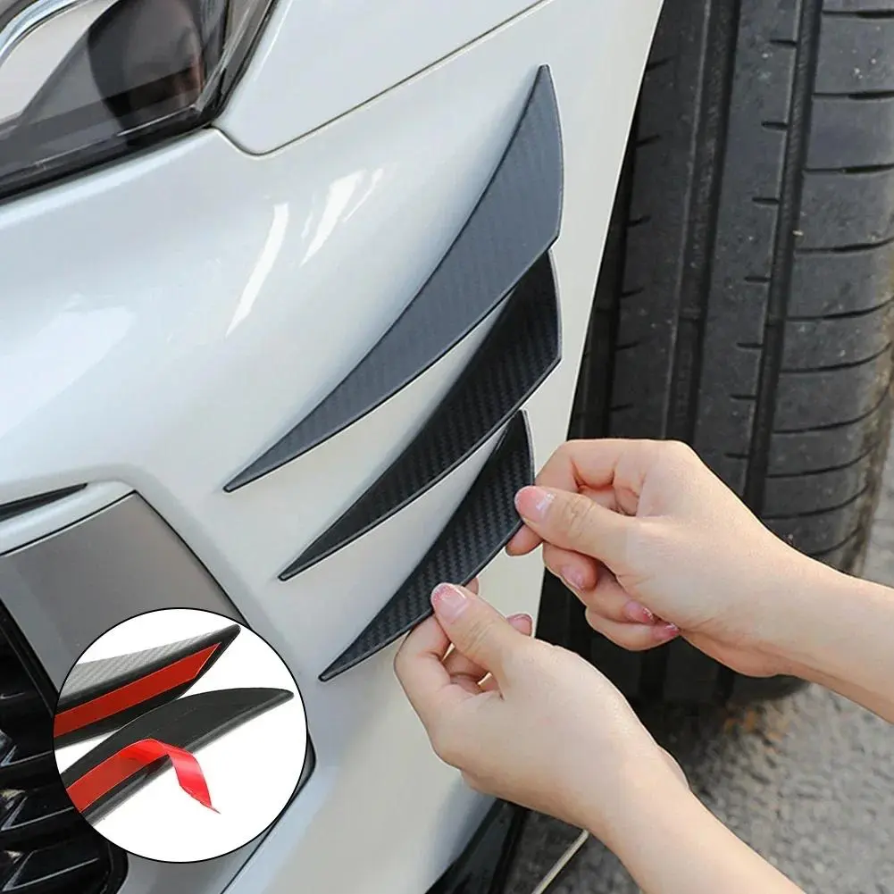 Car Bumper Lip Spoilers Kit, 6 Counts/set Carbon Fiber Pattern Fin Spoilers, Universal Car Bumper Lip Spoilers, Automotive Car Exterior Accessories, Wing Spoiler