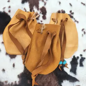 leather deerskin coin bag- native american