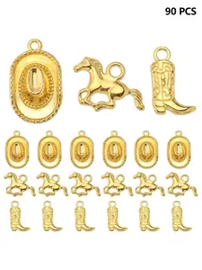 90 Piece Western Cowboy Jewelry Set, Hidden Style 3D Mini Cowboy Hat Accessories, Horse Charms, Dual-Sided Boot Decorations