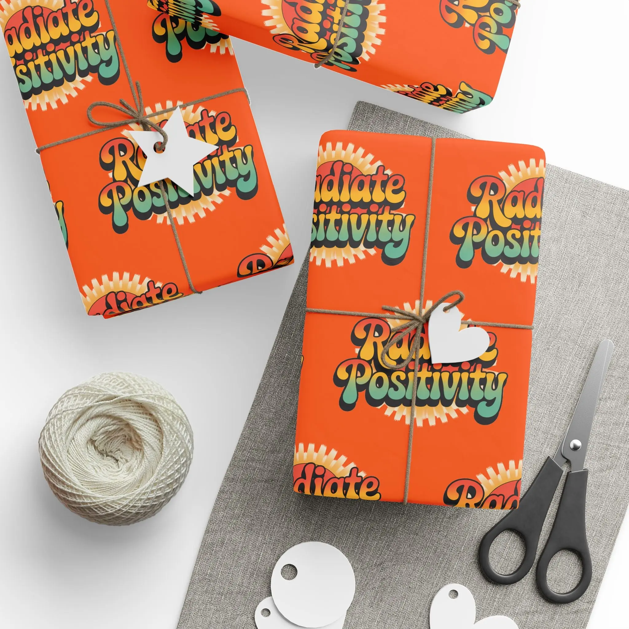 Orange Radiate Positivity Wrapping Paper for Celebrations