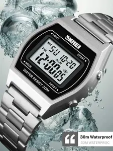 Skmei Retro Style Digital Watch, Stainless Steel Strap, Full Functionality, Lightweight Comfortable Wear, Unisex Casual Watch, Digital Wristwatch