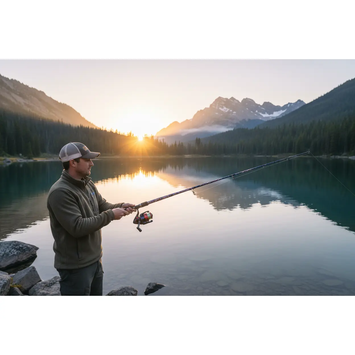 Profishiency Compact Telescopic Tangle-Free Travel Fishing Combo (5'6") for Hiking, Light Outdoor Activities