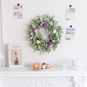 Simulation Spring Flower Garland, Plastic Plants for Easter Bunny Ear Grass - Spring home gate decoration, festive party wall decoration, suitable for front door, fireplace, Easter egg festival door wreath
