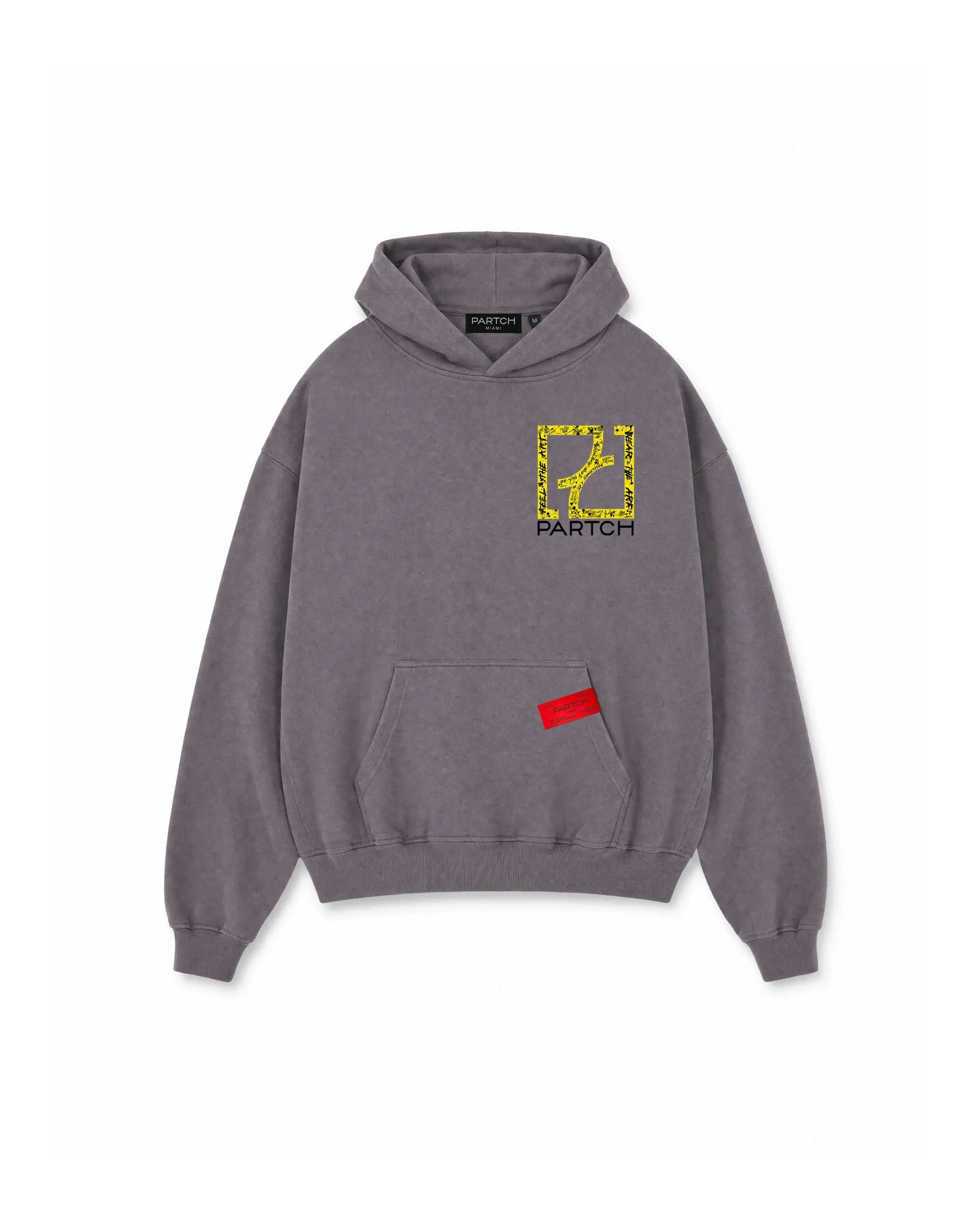 Echo Oversized Graphic Hoodie in Grey Pigment Cotton
