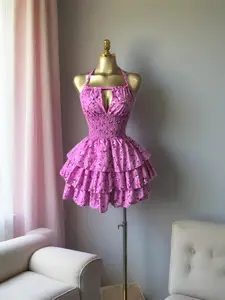 PILKRITU Elegant Women's Floral Print Spaghetti Strap Formal Prom Dresses, Adjustable Chest, High Elasticity Waist,Ruffled A-Line Midi Lady Skirt, Layered Sexy Cute Mini Dress for Vacation Evening Party Outfit Birthday,Perfect for Party & Casual Outing