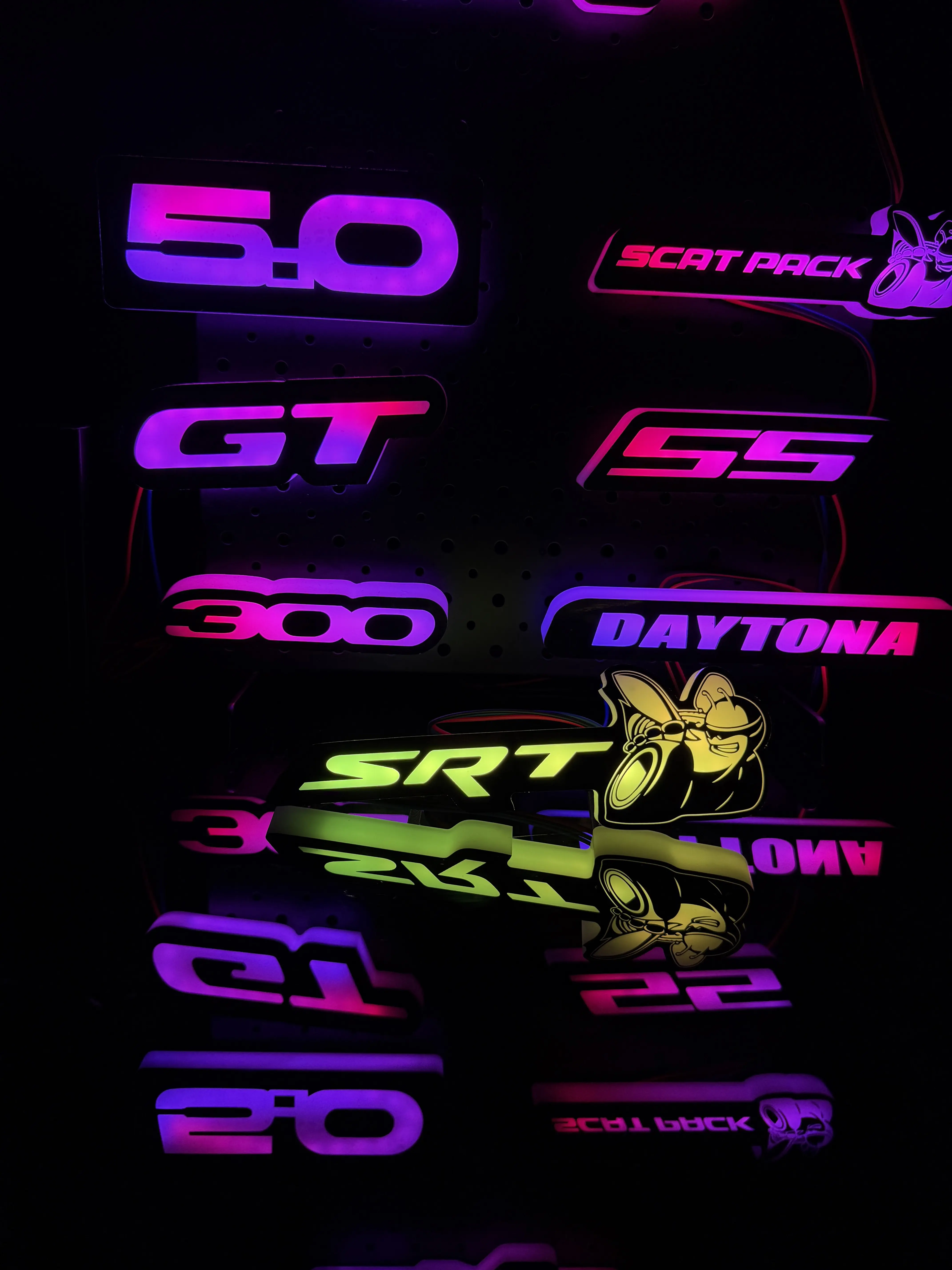 Habibis Carbon RGB SRT bee, Mustang pony and Mustang GT 5.0 Light up emblem lights fits your challanger, scatpack charger, mustang GT S500 car accessoriesdecals