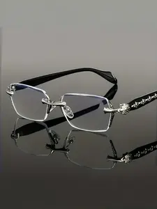 Unisex Frameless Flat Glasses, Vintage Classic Neutral Eyewear, Suitable for Daily Work, Study, Commuting, Reading