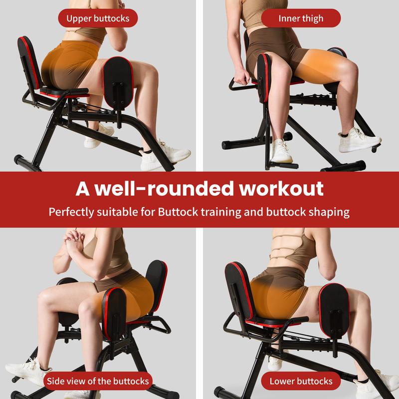 HXD-ERGO Hip Abductor Machine for Home Gym, 4-Level Glute Machine & Thigh Workout Equipment, Booty Builder with Plush Padding, Compact Leg Exercise Euipment for Women & Men