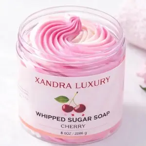 Glow Whipped sugar scrub Soap Moisturizing Body Wash & Shave Soap | Cherry or Candy Lollipop | 8 oz