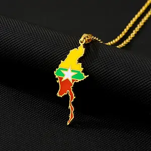 Stainless steel Myanmar pendant necklace Creative map necklace versatile accessories