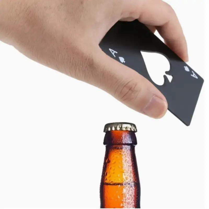 Stainless Steel Poker Shaped Bottle Opener Ace Of Spades Non-slip Manual Beer Opener Compact Design for Wine & Beer Easy Openers Summer Gift