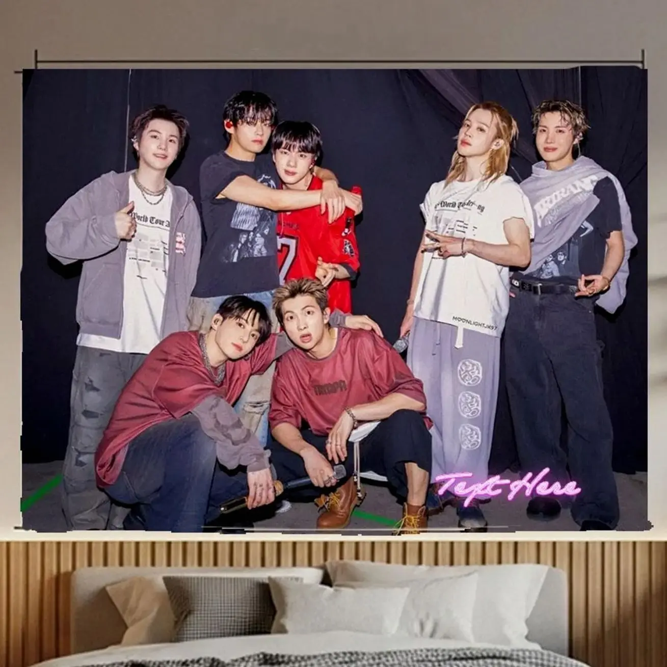 Bangtan Hanging Tapestry | Bantan Boys | Personalized Wall Art | Polyester Fabric | Ship Flag Banner