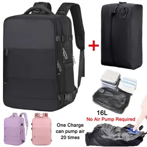 Dadamayar Dual-Functional 2-in-1 Carry On Backpack Set with Electric Compression Bag, Rechargeable Compact Multi-Compartment Convertible Hands-Free Flexible Multi-Purpose Backpack, Water-Resistant Laptop Storage, Outdoor Essential, Father’s Day Gift, Carr