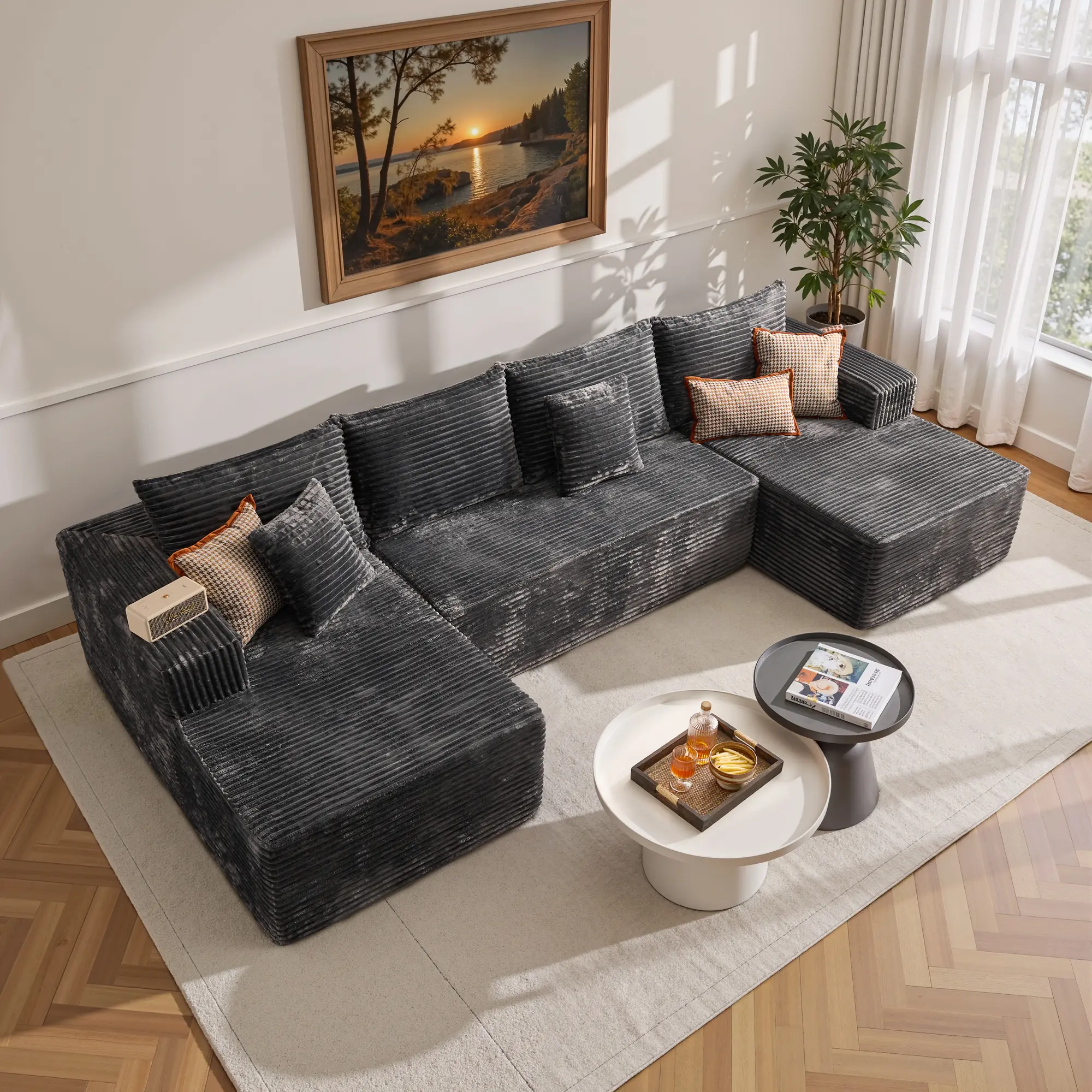ALLWEX 134" Large U Shaped Modular Sectional Sofa, Oversized Deep Seat Cloud Couch with Chaise Lounge, 3-Piece Combinable Sofa, No Assembly, Modern Living Room Furniture, Sofas Living Room
