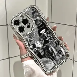 Electroplated cream wave texture pattern phone case, elegant and stylish appearance, an ideal gift for Christmas, New Year, for friends, family, and loved ones, suitable for iPhone 17/16/15/14/13/12/11/X/XS/XSMAX, holiday gift