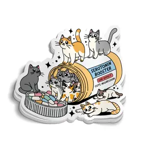 Serotonin Cat Vinyl Sticker - Cute and Funny Sticker to Boost Your Mood - Personalize Laptops, Notebooks, Phone Cases with Vinyl Decals Stickers