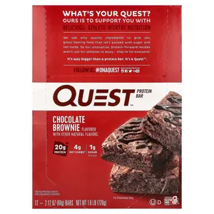 Quest Nutrition Protein Bar, Chocolate Brownie, 12 Bars, 2.12 oz (60 g) Each