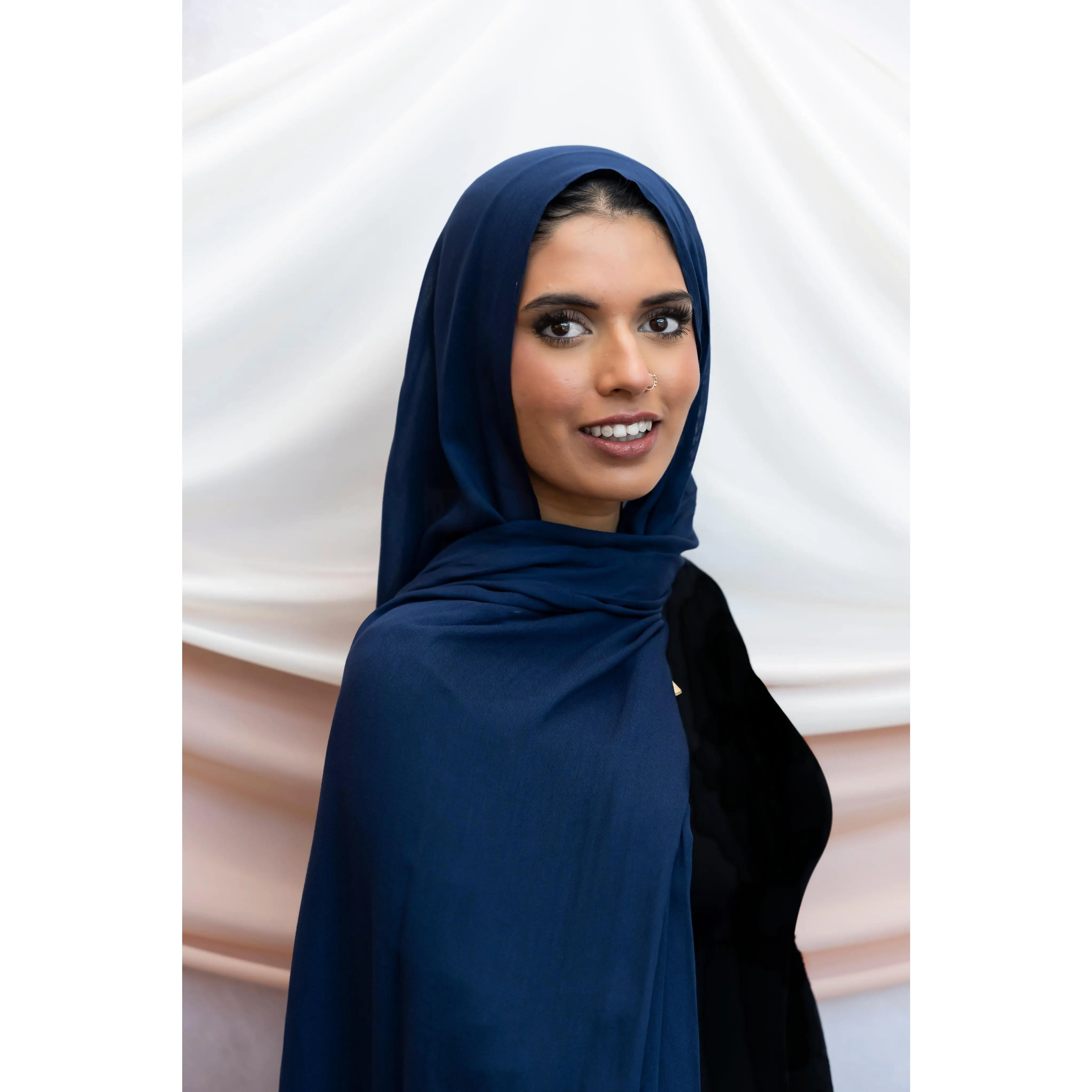 Navy Nightfall e ultimate navy blue modal woven hijab. This premium hijab is crafted with the highest quality materials, ensuring ultimate comfort and