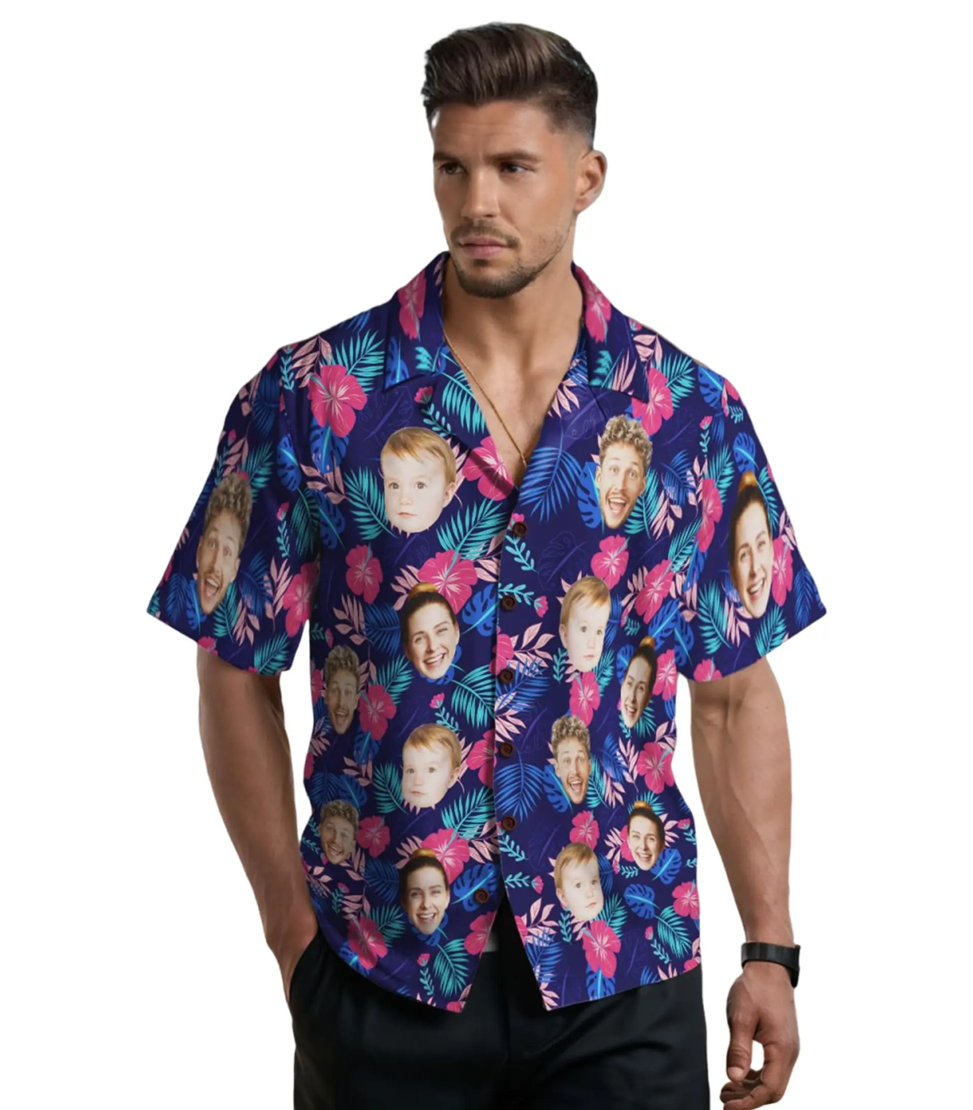 BARLEY ONE Customized Face Hawaiian Shirt –100% polyester loose-fit | shirt Custom Funny Gift | Unique, Memorable Beach Shirt for Summer Fun | Perfect Personalized Gift for Father's Day, Birthdays & Special Occasions
