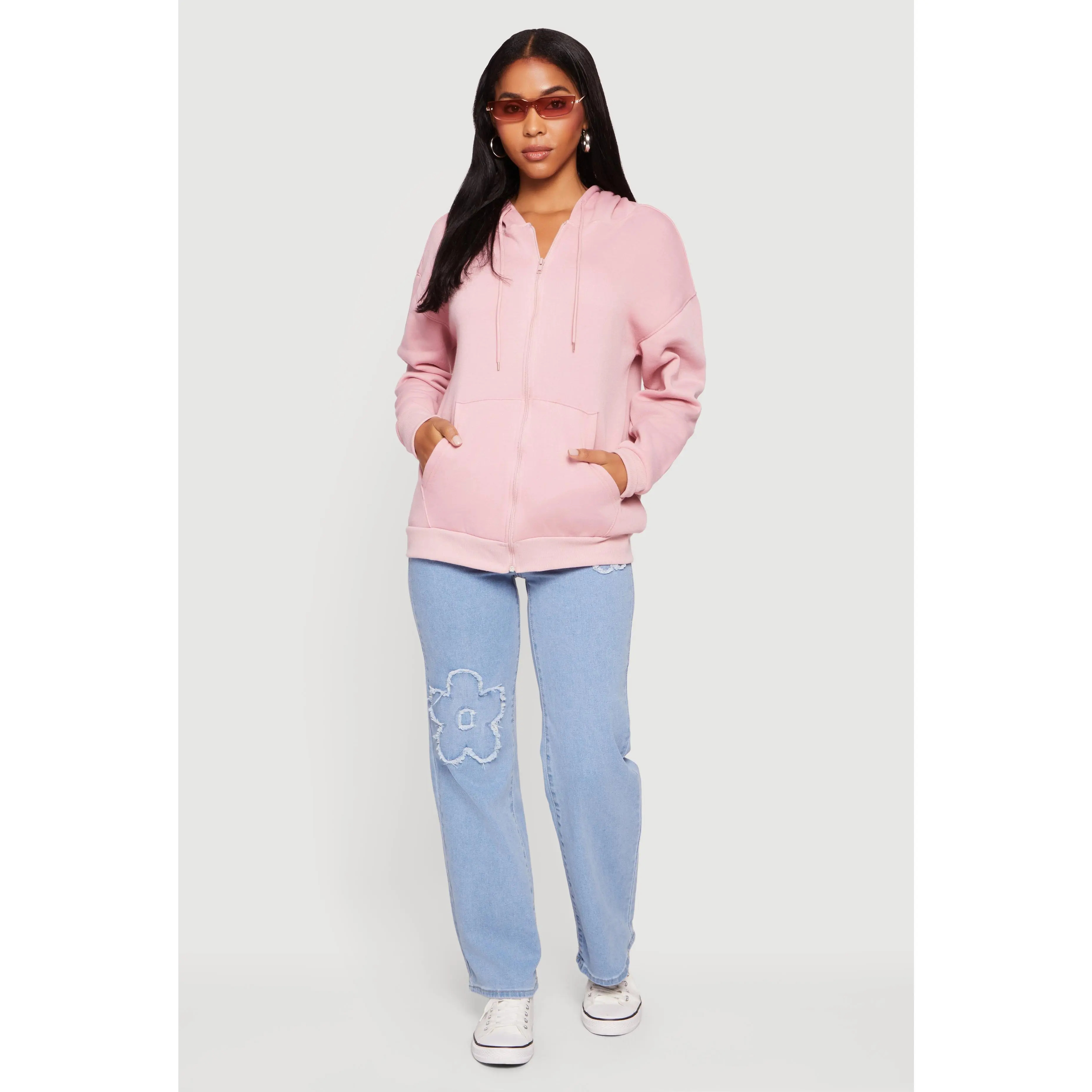Fleece Lined Hooded Zip Front Sweatshirt