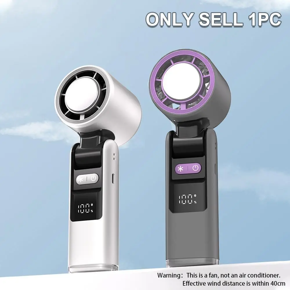 1Count Ice Compress Handheld Fan 199 Levels Speed Portable Fans Rechargeable Mini Foldable Handheld Fan with Flashlight Outdoor Multifunctional Cooling Fan