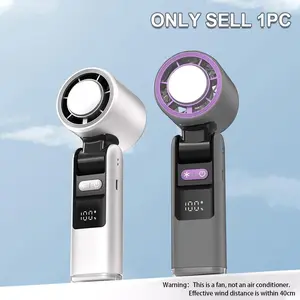 1Count Ice Compress Handheld Fan 199 Levels Speed Portable Mini Foldable Handheld Turbo Fan with Flashlight Outdoor