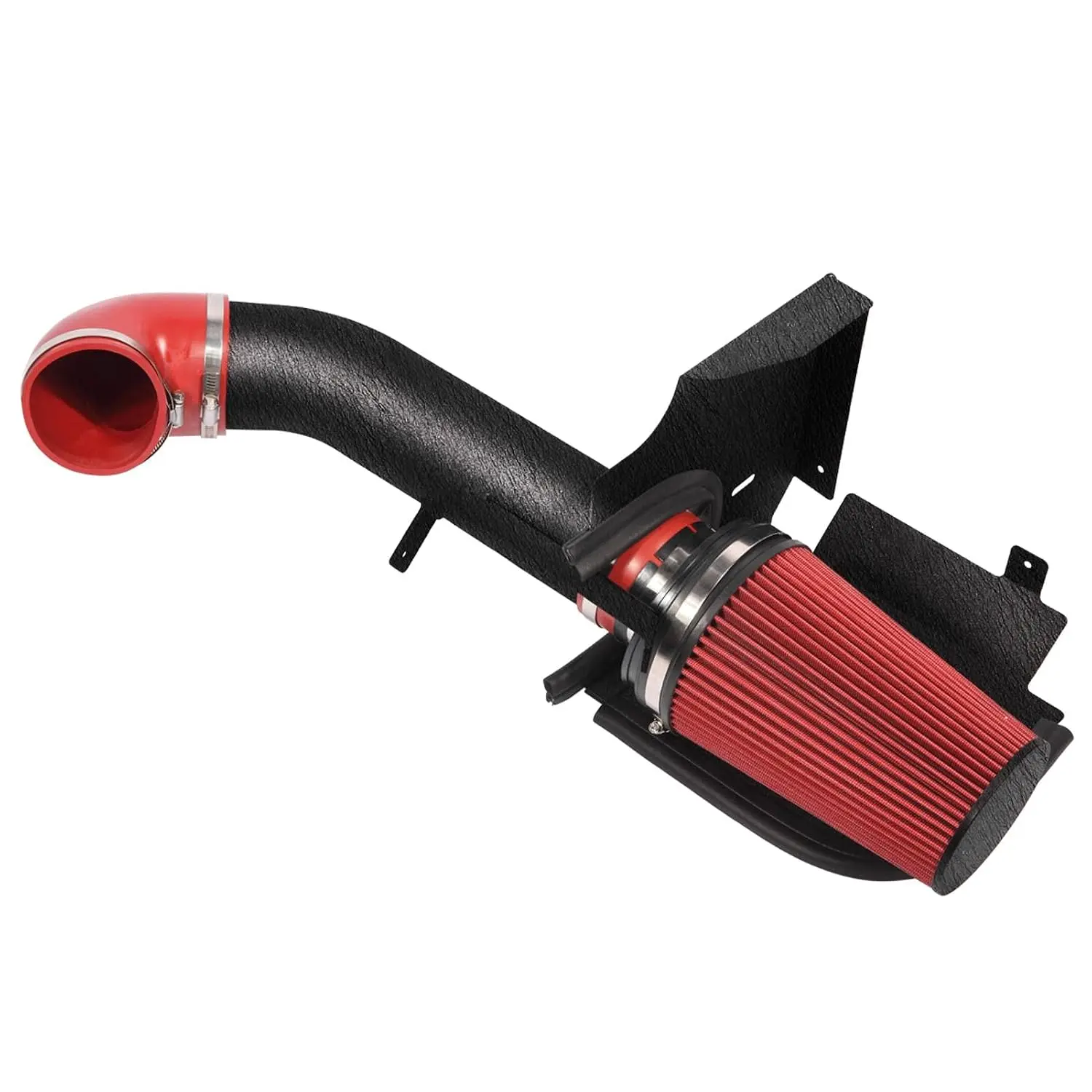 4 Inch Performance Cold Air Intake Filter Kit with Shield for 99-06 GMC Chevy V8 4.8L 5.3L 6.0L Silverado 1500 2500 3500 Black & Red