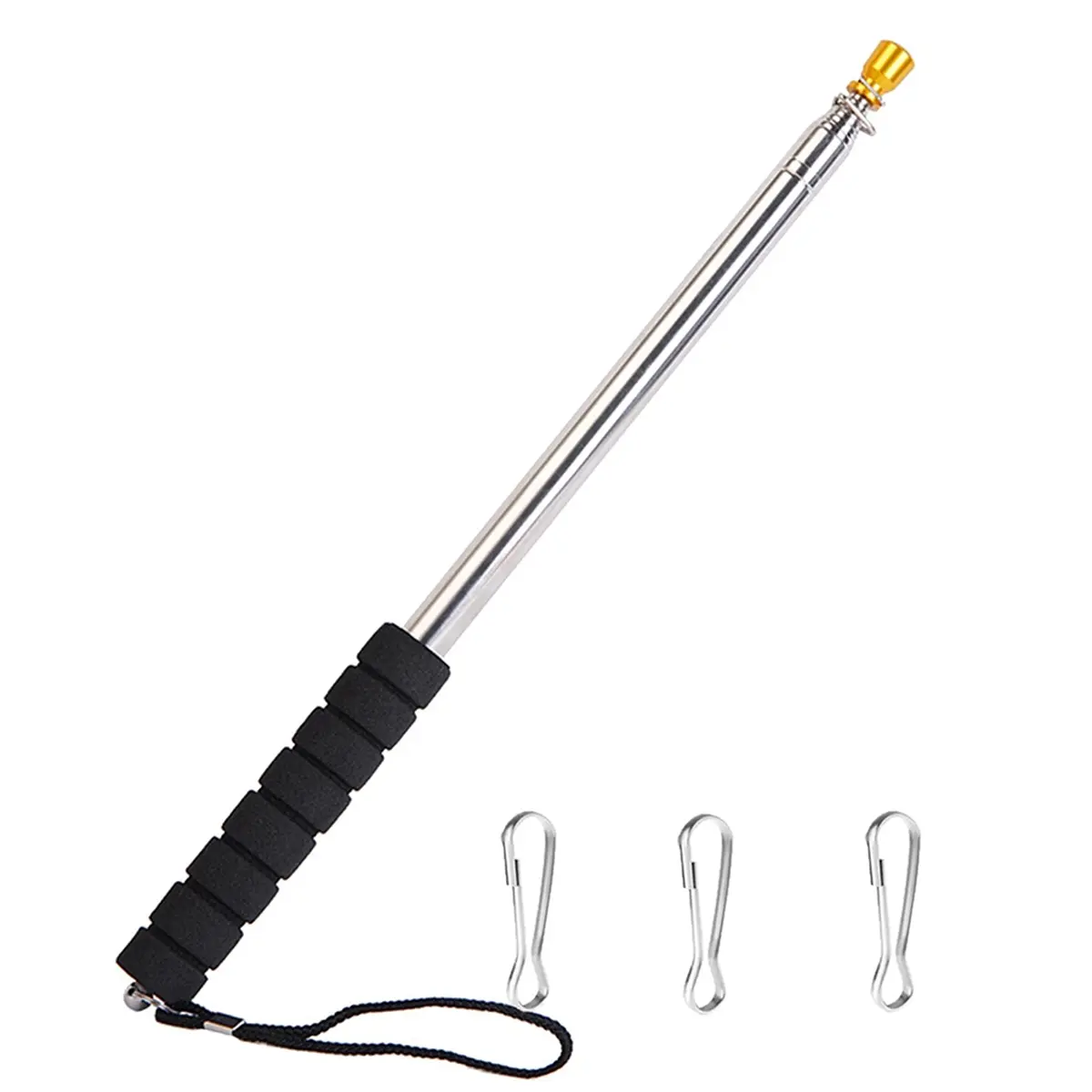 9.8Ft Stainless Steel Telescopic Flag Pole for Car Exterior - Handheld Portable Extendable with Anti-Slip Grip, Ideal for Tour, Hiking