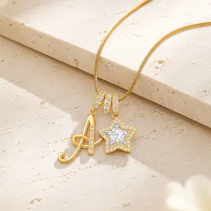 FAITHOPIA delicate 26-letter pendant with stardecorations, an elegant lady's necklace, the idealchoice for Valentine's Day gifts