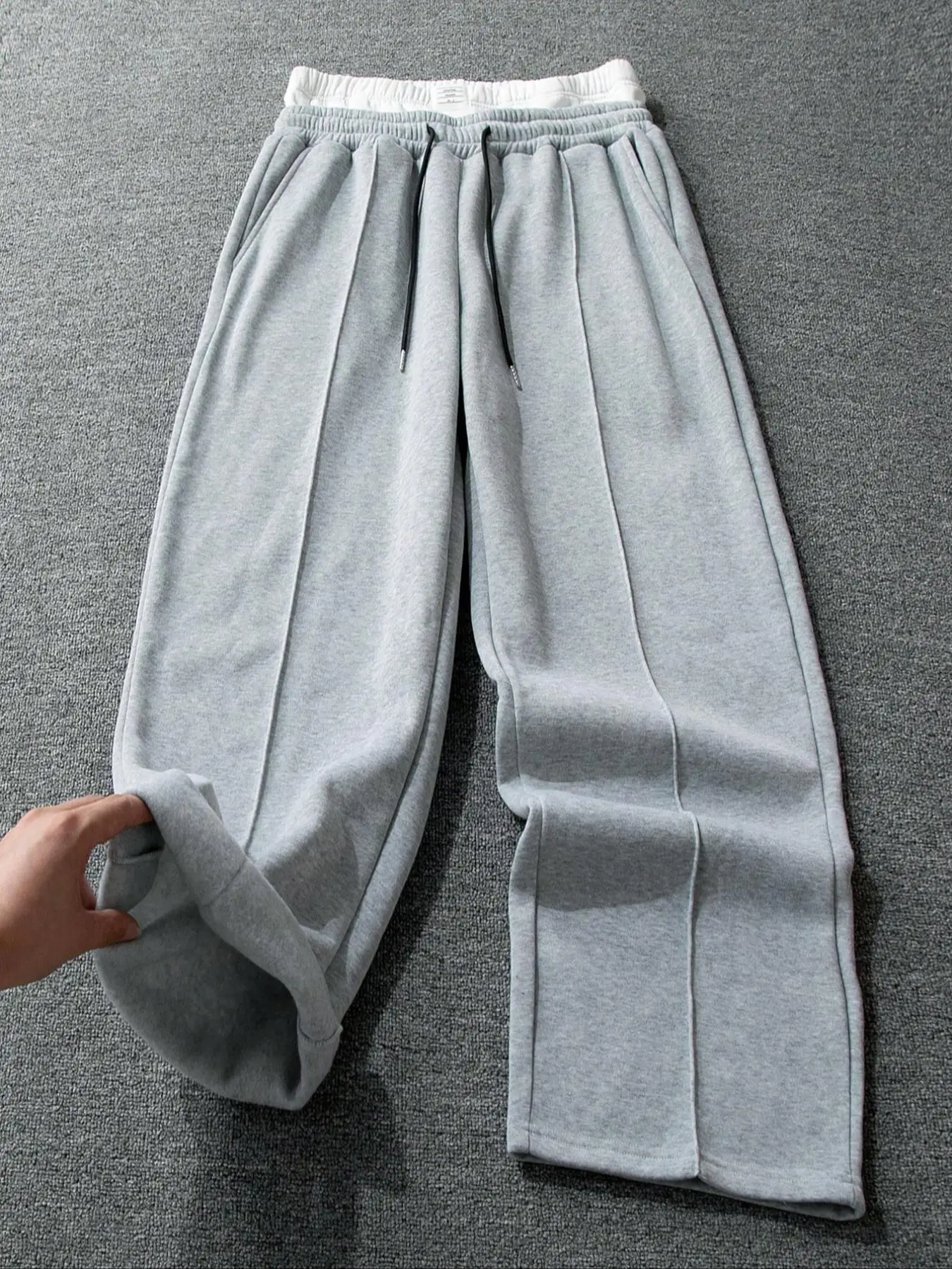 Men's Casual Loose-Fit Drawstring Waistband Jogger Pants, Thick Fabric, Fall & Winter Wear, Stylish Design, Unisex Sportswear