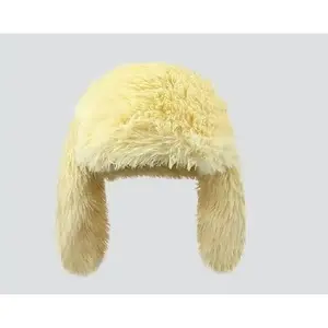 Cute Fluffy Rabbit Ear Design Caps, White Caps, Plush Warm Beanie Hat for Women & Men, FashionAccessories for Daily Wear, Funny Bunny Hat