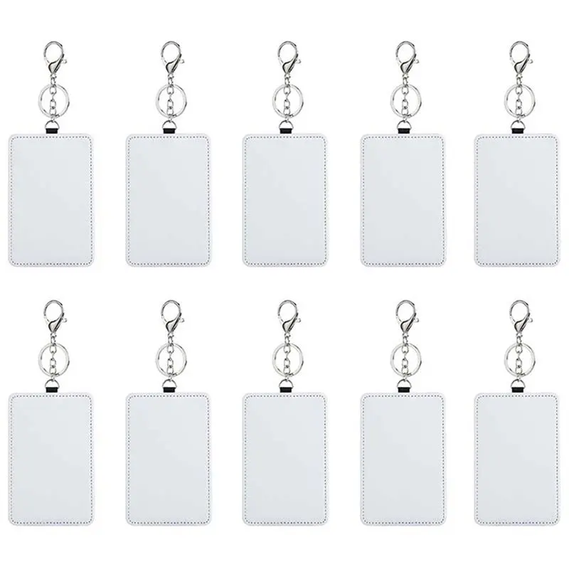 10Pcs Dye Sublimation Rectangle Portable Transportation Card Holder Work Card Holder Printable Card Holder Keychain