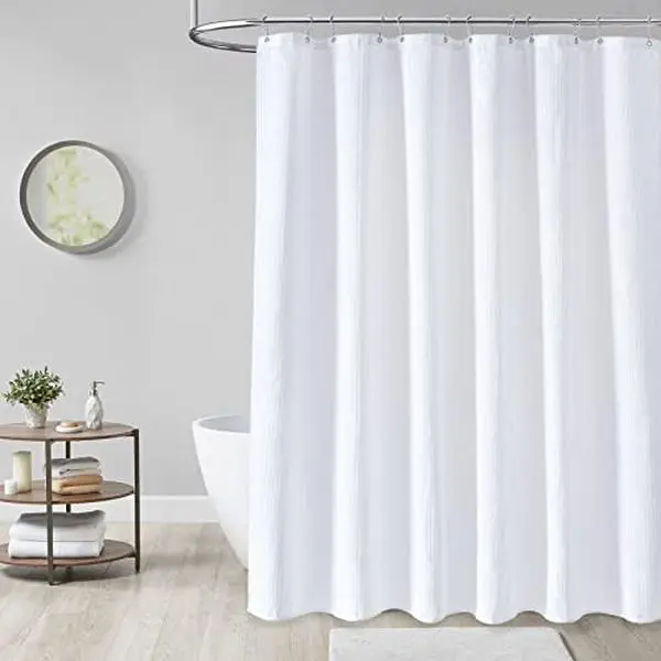 White Fabric Shower Curtain, Soft Hotel-Grade Cloth Liner, Durable Heavy-Duty Shower Curtain, Thick Bathroom Shower Curtains of Hotel Quality, Made from Premium Polyester, Measuring 72X72 Inches