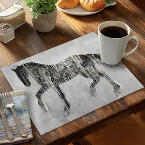 360 stand Industrial Brown Polyester Tableware Placemat - 14x18 in., Horse Silhouette Design, Coasters Home Decor, Kitchen Accessory, CPPM1418FSTG9P, Coasters For Drinks