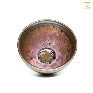 Li Yonghui Longkui Series Oil-Drop Jian Zhan Tea Cup & Gaiwan & Sharing Cup & Plate |  | Gift | Collectible | Pink | Gold