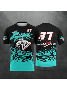 2026 New Racing Car Number 37 Driver Pedro Acosta Fan 3D Printed Pattern T-shirt Shark Menswear Men and Women Summer Casual Streetwear Top Short Sleeved Shirt