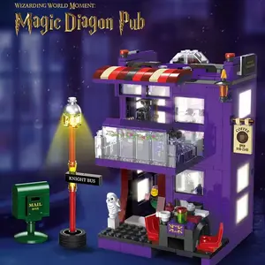 Magic World Street Scene Building Set Phone Booth Hogwarts Moc Bricks Boy Plastic Toy Kids Adult Birthday Gift