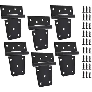 Heavy Duty 3.5inch Black Gate Hinges, Pack of 6 with Screws for Outdoor Wooden Fences, Shed and Barn Wood Doors